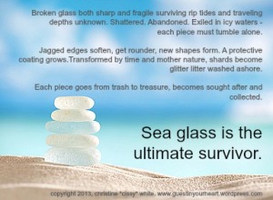 sea glass seaglass with ocean , beach and seascape, shallow dof